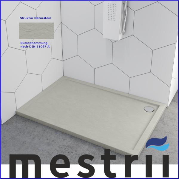 Duschtasse Duschwanne Grau Steinoptik Quadrat Rechteck Viertelkreis Fünfeck Cement Stone